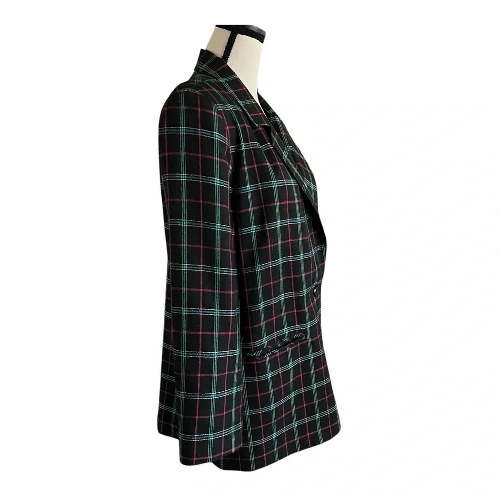 Vintage CASABLANCA Plaid Button front Blazer Jacket. Size 12.